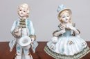 Pair Of Unmarked Gilt Porcelain Victorian Children Figures