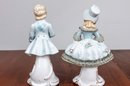 Pair Of Unmarked Gilt Porcelain Victorian Children Figures