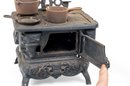 Pair Of Miniature Crescent Cast Iron Toy Stoves