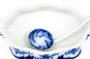 Flow Blue Oval Covered Vegetable Toureen By W.H. GRINDLEY