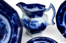 Six 19th Century Flow Blue China Porcelain Pieces