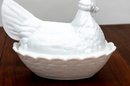 Fenton Large White Milk Glass Hen On Nest Dish