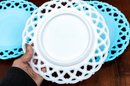 Westmoreland Milk Glass 'Forget Me Not' Salad Luncheon Plates