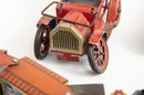 Pair Of 'Modern Toys' Japan Tin Lever Action Car & Windup Train