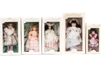 Collection Of Five Adorable Memories Porcelain Dolls