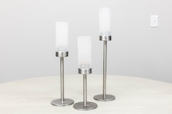 Trio Of Stainless Steel Candle Holders