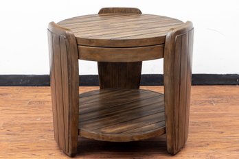Barrel Style Two-Tier Round Table