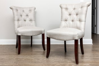 Pair Of Pier 1 Button Tufted Accent Chairs