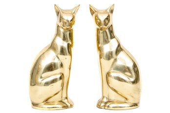 Pair Of Decorative Brass Cats