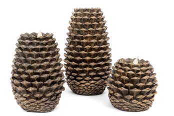 Wood Pinecone Candle Votives