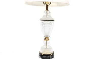 Vintage Diamond Cut Crystal Glass Table Lamp