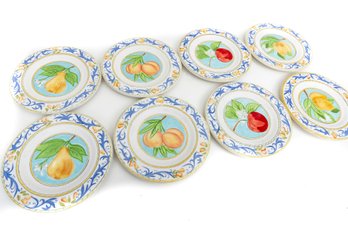 Set Of Eight Karidesign Hand-painted Ceramic Plates