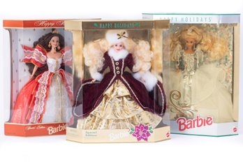 Three Holiday Barbies-New In Box