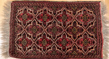 Antique Geometric Hand-knotted Small Rug