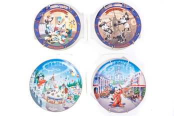 Set Of Four Walt Disney World Illustrated Porcelian Plates