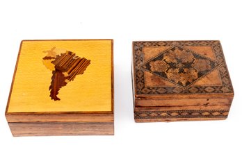 Decorative Hinged South American Wood Boxes