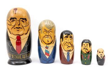 Vintage Russian Political Matryoshka Nesting Dolls