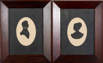 Pair Of Antique Colonial Silhouette Artworks