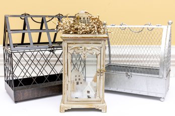 Trio Of Decorative Caged/candle Boxes