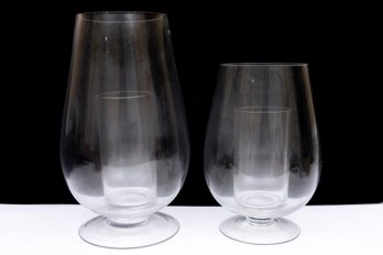 Two Glass Hurricane Candle Holders