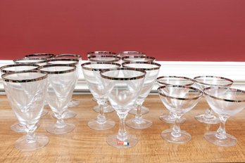Fostoria Platinum Trim Glasses (Three Sizes)