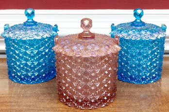Fenton Cut Carnival Glass Candy Dishes
