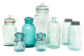 Mixed Collection Of Vintage Blue Jars (Mason & Ball)