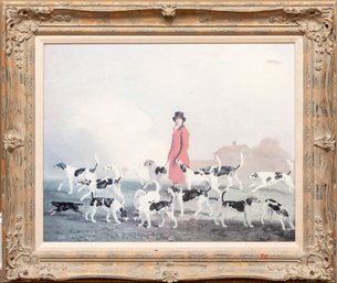 Large Oil On Canvas Fox Hunting Painting