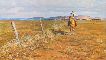 Tom Lovell 'Tumbleweed Serenade' Cowboy Signed Art Lithograph