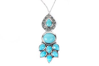 Multi-Tiered Turquoise Sterling Pendant