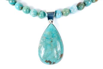 Tear Drop Turquoise Pendant And Necklace