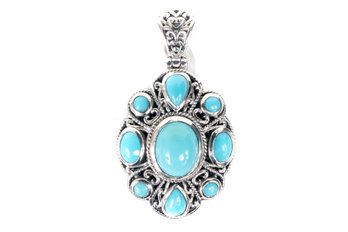 Oval Sterling And Turquoise Pendant