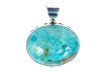 Large Sterling Silver And Turquoise Pendant