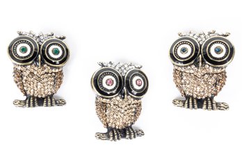 Rara Avis 3 Small Owl Brooches