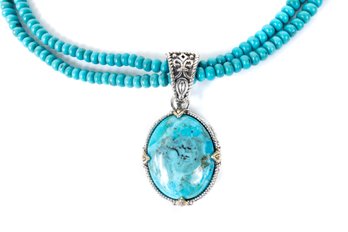 Two Strand Turquoise Necklace And Pendant