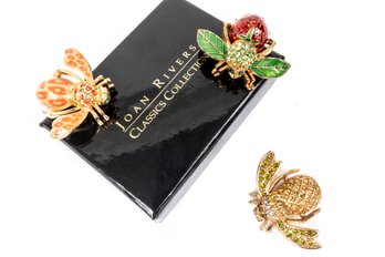 Three Joan Rivers Classics Collection Bee Brooches