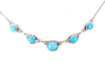 5 Stone Turquoise Sterling Necklace