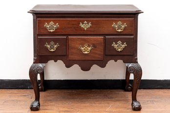 Antique Chippendale Style Ball & Claw Foot Mahogany Lowboy
