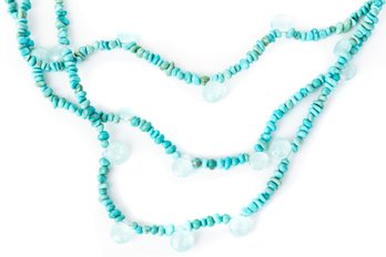 3 Strand Turquoise And Chalcedony Necklace