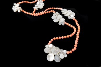 Coral/peach Stone With Moonstone Petal Accents
