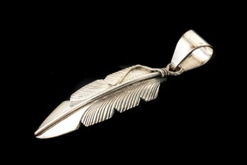 Chris Charley Native American Sterling Silver Feather Pendant