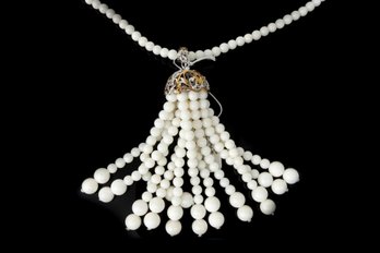 Gems En Vogue Bamboo Coral Tassel Necklace