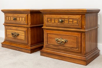 Pair Of Sumter Cabinet Co. Oak Wood Nightstands