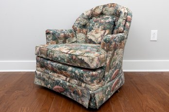 Floral Tufted Back Floral Swivel Chair
