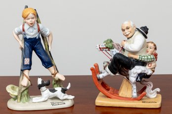 Pair Of Vintage 'The 12' Collection Norman Rockwell Porcelain Figurines