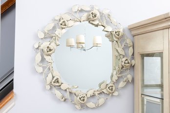 Floral Iron Beveled Glass Mirror