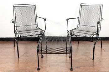 Arlington House Wrought Iron Outdoor Coil Chairs & Ottoman