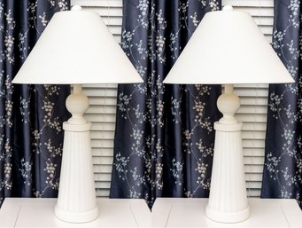 Pair Of Contemporary Composite Column Table Lamps