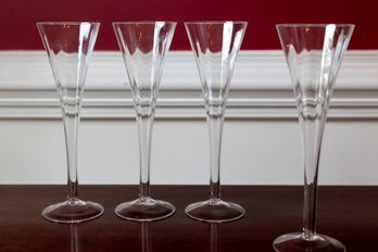 Four Tall Glass Champagne Flutes