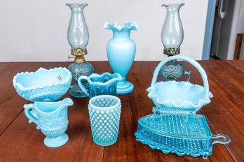 Lot Of Miscellaneous Vintage Blue Glass